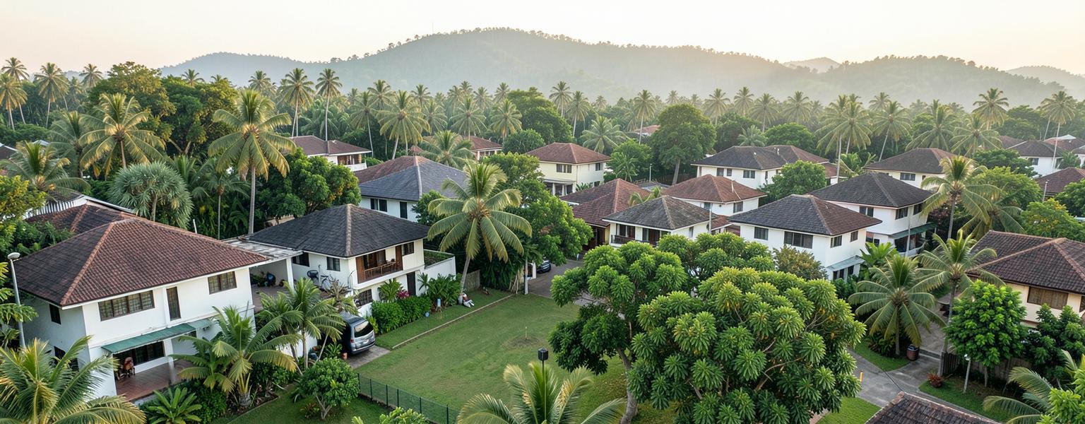 A leafy tropical residential neighborhood